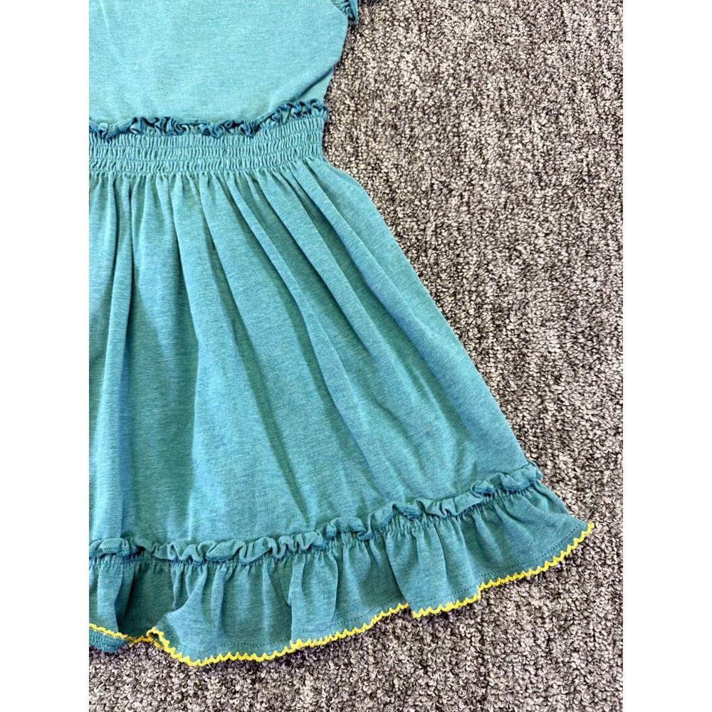 Matilda Jane Dress Girls 4 Teal Green Cotton Smocked Waist Ruffle Keyhole Back - Picture 5 of 16
